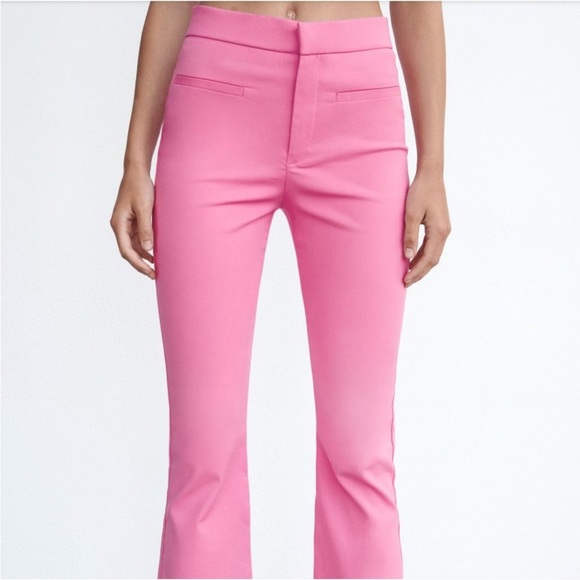 zara bubble gum pink slim cropped trousers - Picture 3 of 7